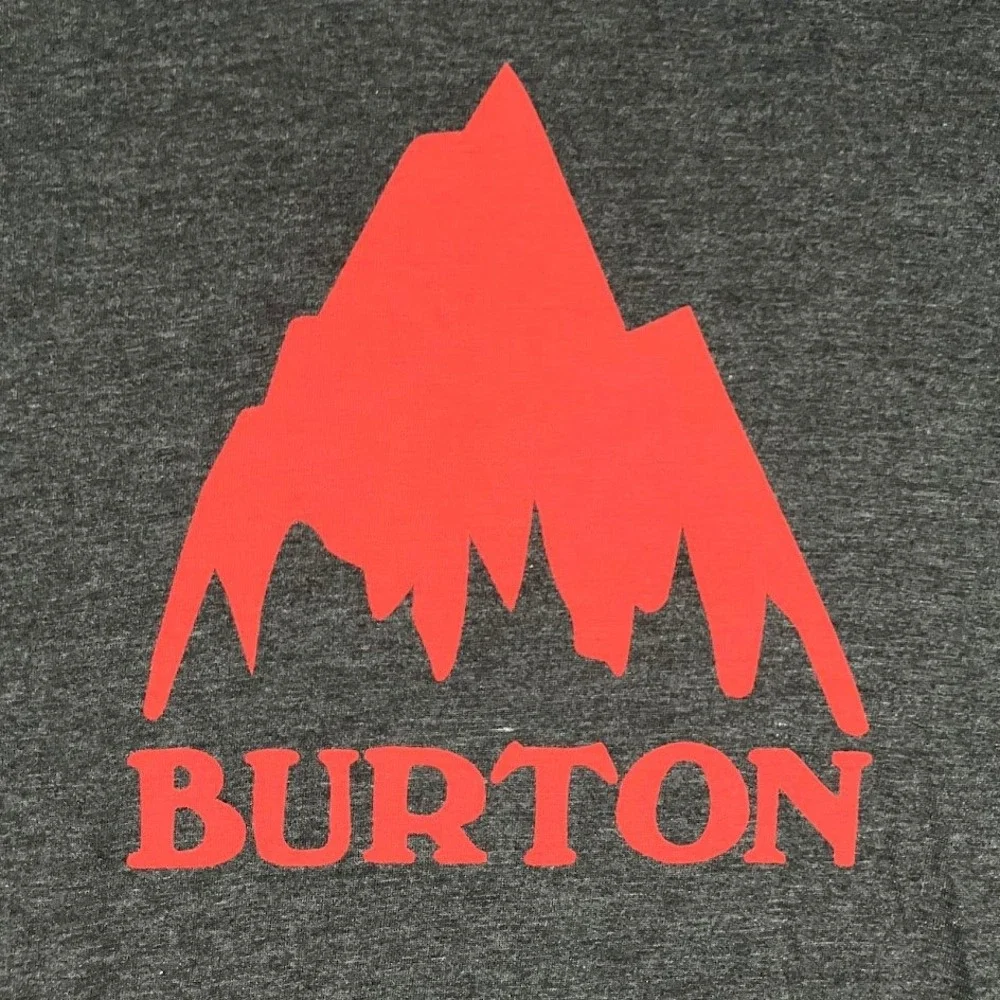 Burton x Mountain Dew Long Sleeve Graphic Tee Slim Fit Gray Red Logo Large